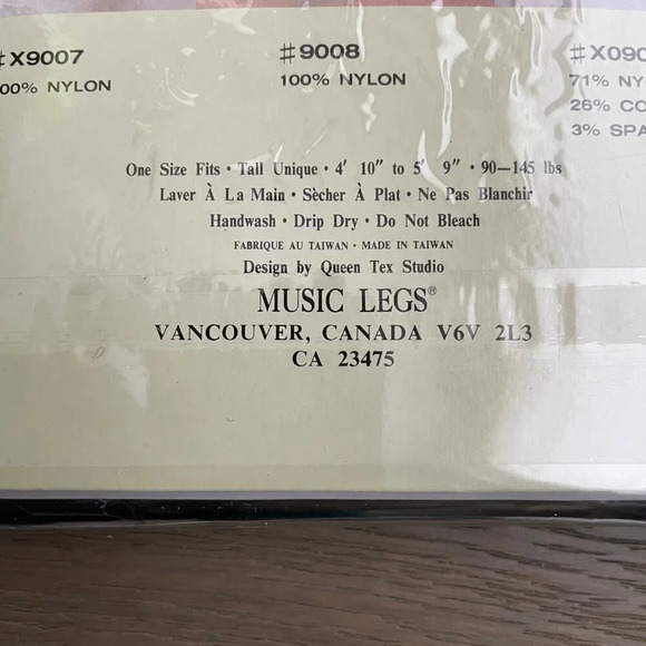 Music Legs Fashion Fishnet 100% Nylon Pantyhose Black Sz OS NWT - Picture 3 of 6